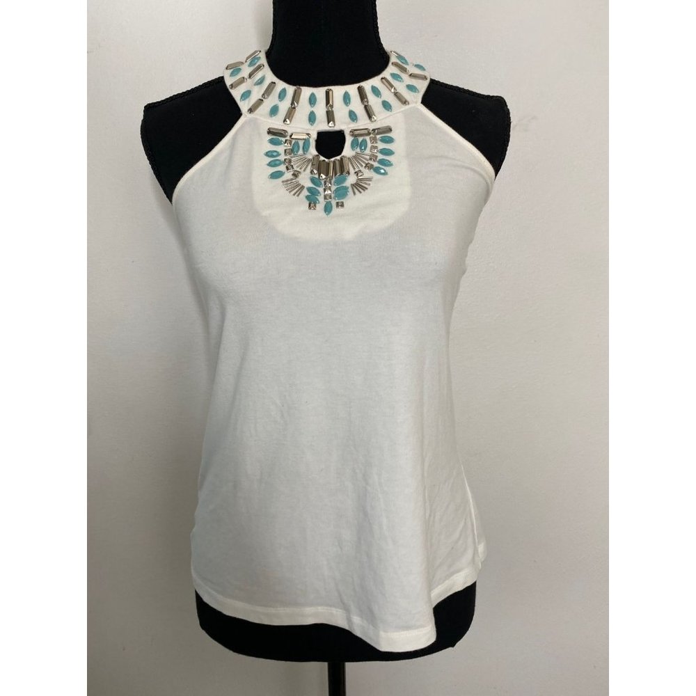 CAMILLE LA VIE SUMMER OUTFIT WHITE  BACKLESS METALIC SEQUIN SIZE SMALL